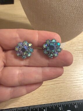 Aurora Blue Crystal Cluster Stud Earrings - Women Jewelry